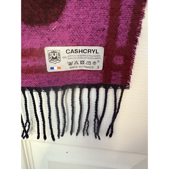 CASHCRYL 100% Acrylic Very Soft Scarf  Plaid Made in France 57" x 11" - Picture 5 of 5